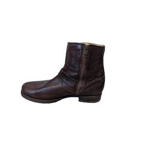Frye Tyler Engineer Women 9.5B Dark Brown Leather Moto Boots Zip 3474509